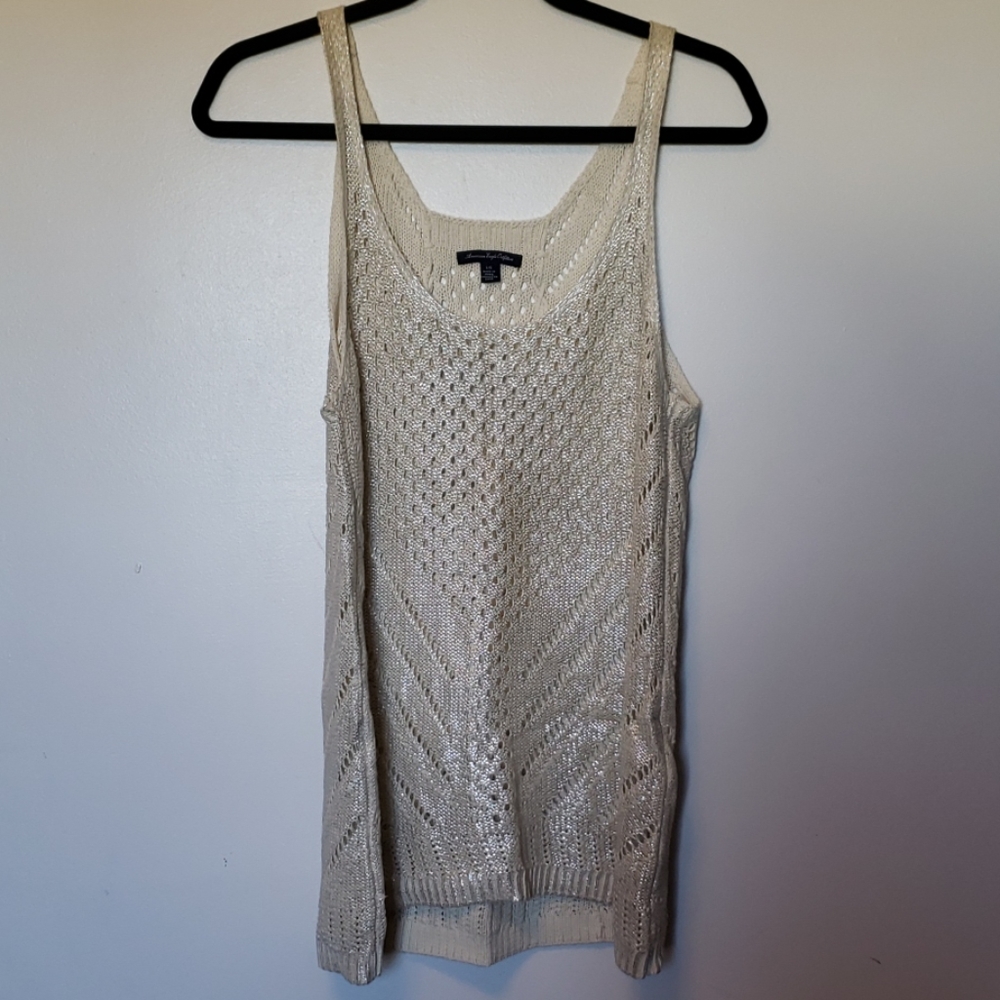 American Eagle Outfitters Cream Knit Tank Top